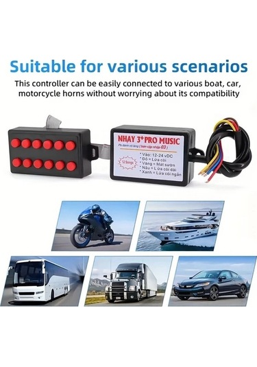 Pazly 12v 24v Araçlar İçin Evrensel Boynuz Kontrolcüsü Artı Düğme Salyangoz Anahtarı Çoklu Tonlu Ses Renkli Işık Kontrolü