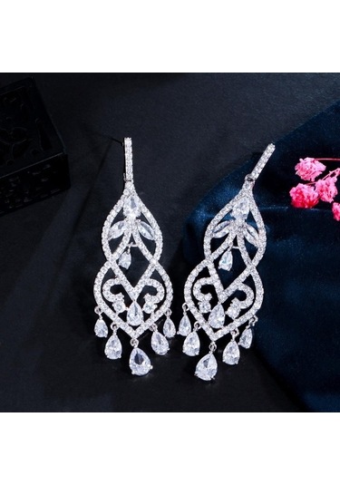 Novahub Altın Renkli Safir Kübik Zirkonya Damla Küpe Kadın Çok Renkli Vintage Zarif Lüks 6cm Çok Renkli