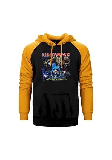 Iron Maiden The Final Frontier Sarı Renk Reglan Kol Kapşonlu Sweatshirt Sarı