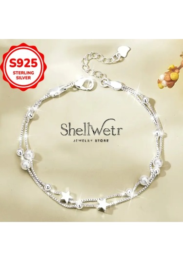 Silvastar 925 Ayar Kadın Gümüş Bileklik Yıldız Detaylı Şık Görünüme Sahip Parlak Bileklik Gümüş