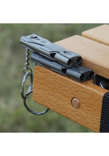 Çift Tüplü Hayatta Kalma Düdüğü 150db Yüksek Desibel Ağır Hizmet Paslanmaz Çelik Taşınabilir Gri