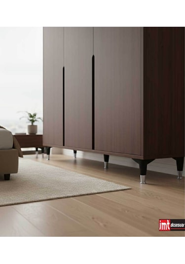 Puma 15 Cm 4 Adet Siyah -krom Mobilya Kanepe Tv Ünitesi Kosol Dolap Komidin Ayağı Siyah