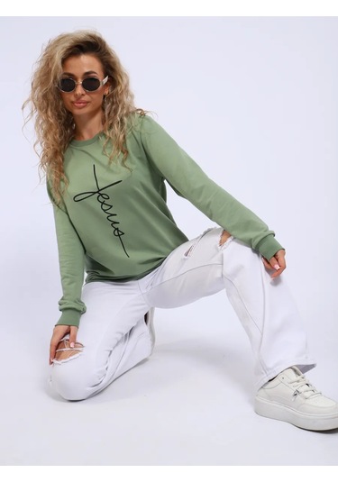 Bakr Textil Rahat Kesim, İçi Şardonlu Olmayan, Kapüşonsuz Sweatshirt 446771901 Khaki