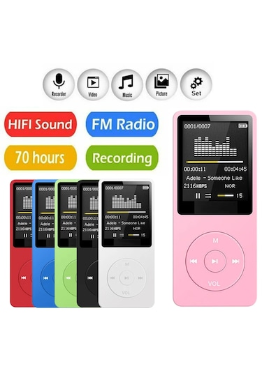8gb Dahili Hafızalı Mp3 Çalar Ses Kayıt Fm Radyolu Müzik Player