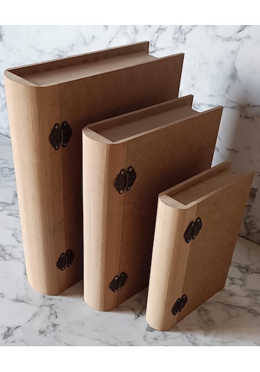 Hobi Adn Kitap Kutu 3'lü Set Ahşap Mdf Ham Ankara Siteler Ürünü El Yapım