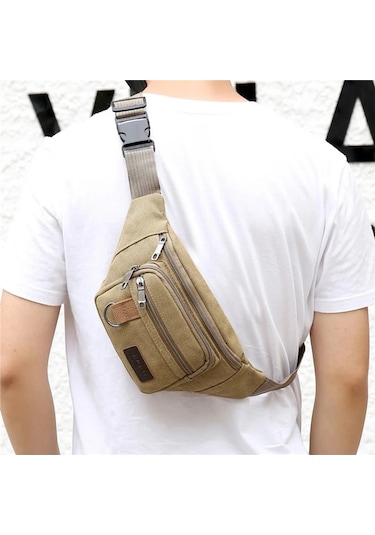 Göğüs Çantası Kanvas Bel Çantası Kadın Erkek Kemer Çantası Moda Haki