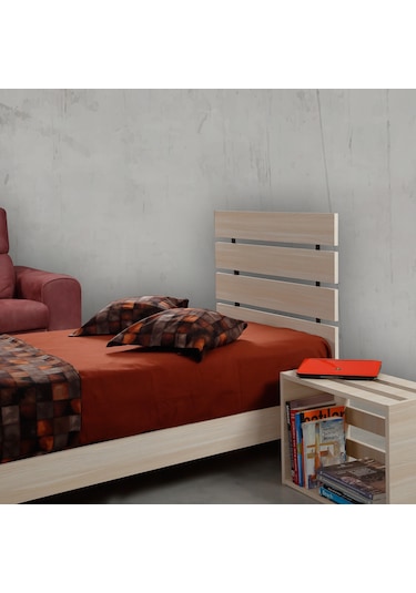 Pasifichome Huga Tek Kişilik Ahşap Karyola Komodin Takım Meşe 90 Cm