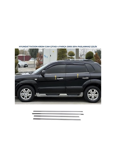 Ebal Otomotiv Hyundai Tucson Krom Cam Çıtası 4 prç. 2005-2014 P.Çelik