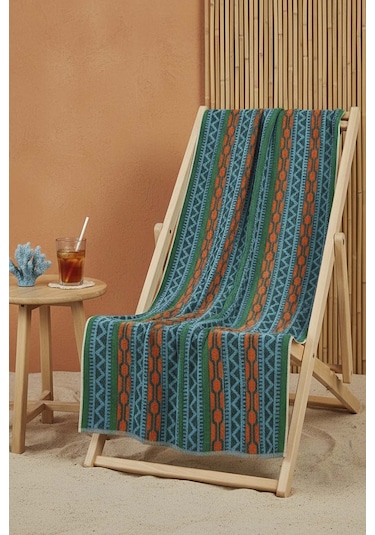 Turkuaz Sahara %100 Pamuklu Plaj Havlusu 70x140 Cm Çok Renkli