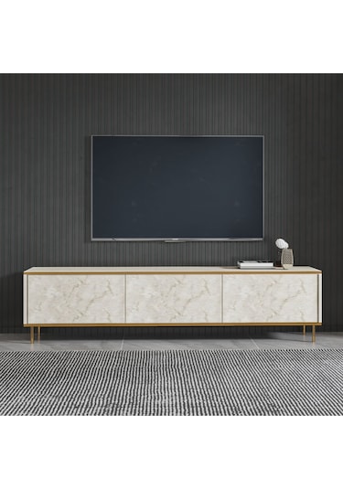 İmaj Tv Ünitesi, Tv Sehpası Traverten/gold - Bej Bej