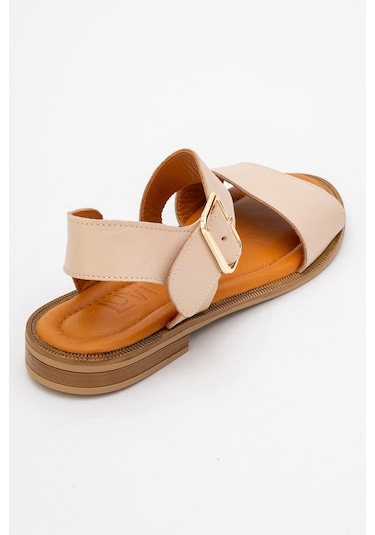 Majesty Bej Cilt Hakiki Deri Kadın Sandalet Bej