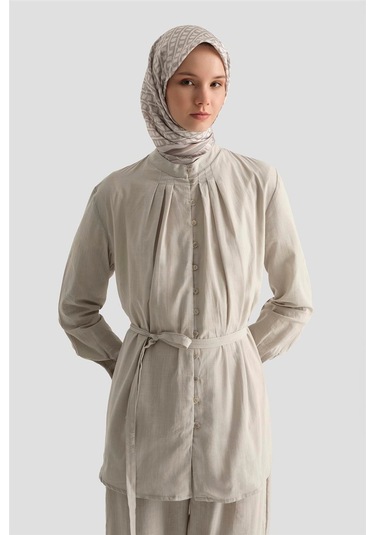 Armine Düğme Detaylı Takım 25y6012 Gri Gri