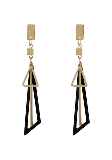 Wezone Yeşil Aksesuarlı Geometrik Triko Küpe - Gold Tonlu, Hafif, Gündelik & Özel Günler İçin, Kadınlar İçin Pendent Tasarım Gold