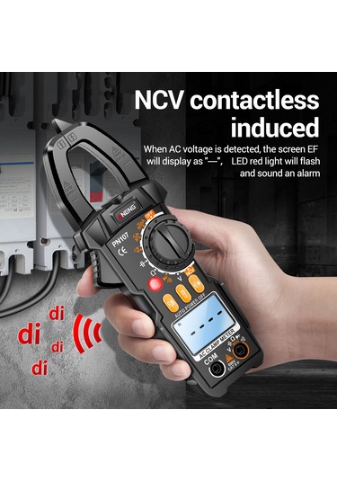 Yunboo Aneng Pn107 Dijital Klem Ampermetre: Ac/dc Akım, Gerilim, Direnc Ölçer - 4000 Sayım, Ncv Tespiti, Elektrikçi Aracı Pil Yok