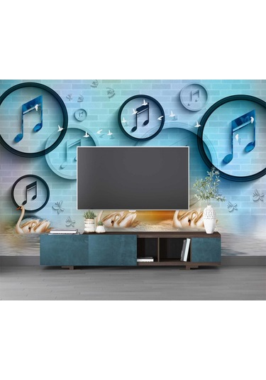 Müzik Nota Temalı Duvar Kağıdı Baskı