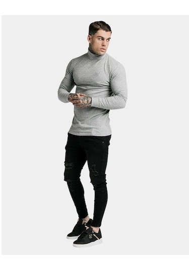 Bpm Siksilk Fırçalı Örgü Erkek Balıkçı Jumper Gri