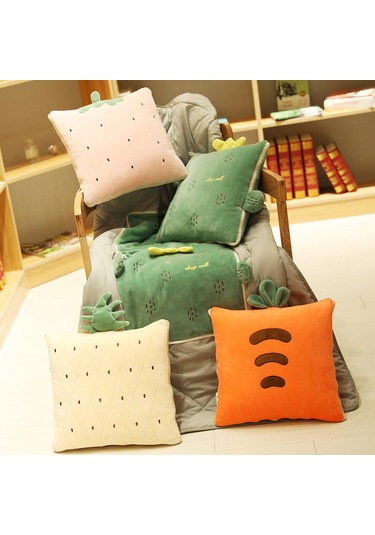 2'si 1 Arada Battaniye Yastık Katlanabilir Battaniye Uzatılabilir Atma Yastıkları Ev Ofis Araba Safa Turuncu