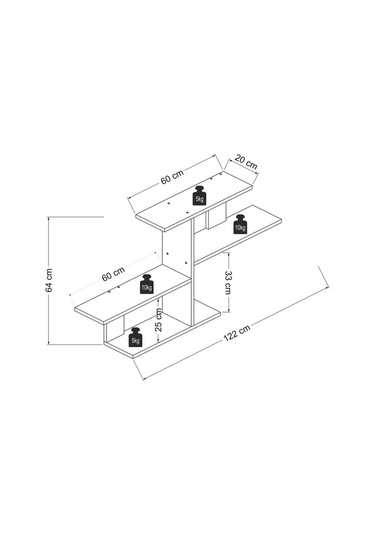 Sitil Duvar Rafı Antrasit Ceviz