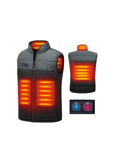 Isıtmalı Yelek Elektrikli Isıtma 3 Sabit Sıcaklık Sıcak Pamuklu Ceket 4 Bölge Isıtma Siyah
