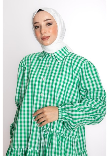 Ekose Yeşil Tunik Çok Renkli