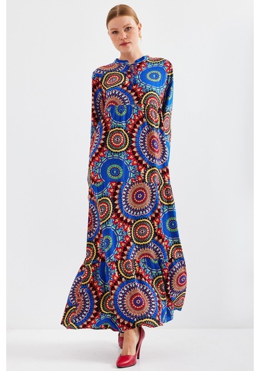 Bigdart 1627 Yaka Bağcıklı Tesettür Elbise - A.saks 001