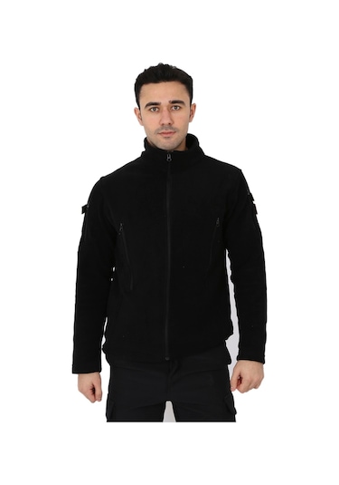 Erkek Siyah Taktik Polar Hırka - Outdoor Polis Poları (547422914)