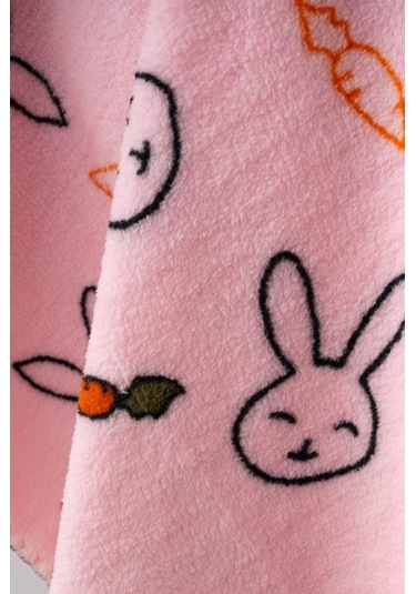 Bebitof Sevimli Tavşan Desenli Peluş Battaniye Bbtf.pmb.95077 Pembe