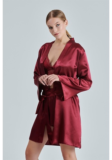 Alissa 8620 Kadın Çeyizlik Saten 6'lı Set-bordo Bordo
