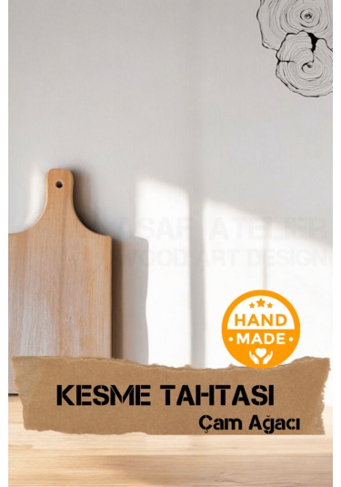 El Yapımı Çam Ağacı Ahşap Kesme Tahtası 32 X 16 Cm
