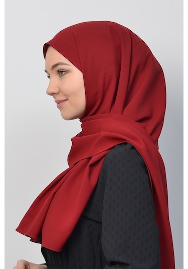 Caz Krep Tesettür Şal-Bordo Bordo