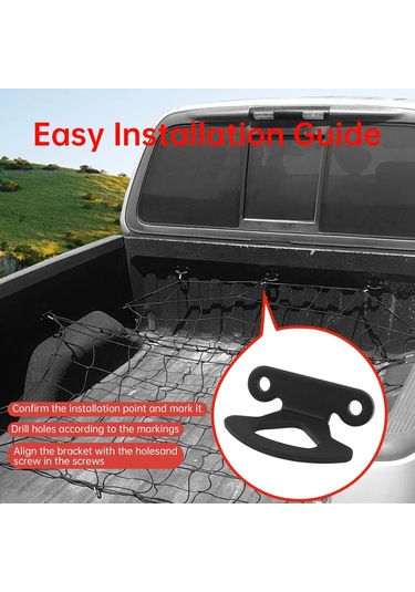 Samdoo Ford F150 2000-2015 Kamyon Yatağı Sabitleme Kancaları - Siyah Toz Kaplama, 6 Adet + 12 Vida, Yük Güvenliği, Kolay Kurulum