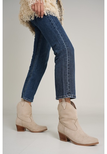 Tepic Kadın Bej Western Bot Bej