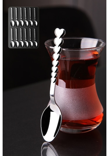 Kalpli Paslanmaz Çelik Çay Kaşığı Seti 12 Adet