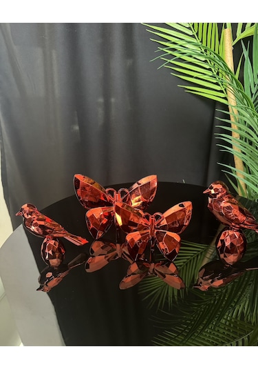 Zenith Dekoratif Kelebek Ve Kuş Kırmızı