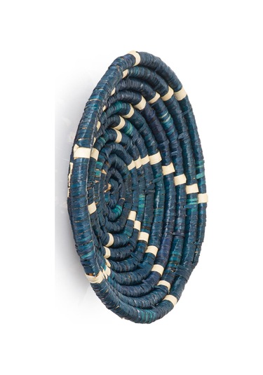 Koza Home Meander Dekoratif Lacivert Desenli Bambu Duvar Tabağı 30cm 8995