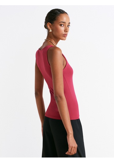 Dilvin 20977 Kalın Askılı Poliamid Atlet-koyu Fuşya Koyu Fuşya