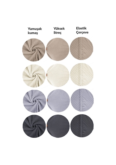 StarMall Yıkanabilir Streç Lastikli Likralı Oval Sandalye Kılıfı - Yuvarlak Sandalye Örtüsü 1 Adet Vizon