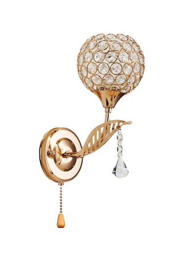 Geeroyoo Metal Kiremitli Kristal Duvar Lambası - E27 Kaynaklı 3 Renkli, Pulsasyon Yok, 110-130v, Zıplayıcı Anahtar, Oturma Odası/yatak Odası Uygun Altın