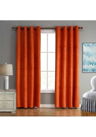 Novahub Turuncu Süet Kadife Kalın Gölge Perdeler, Oturma & Yatak Odası Dekor, 52x160-95cm, M, Ev Dekorasyonu Turuncu