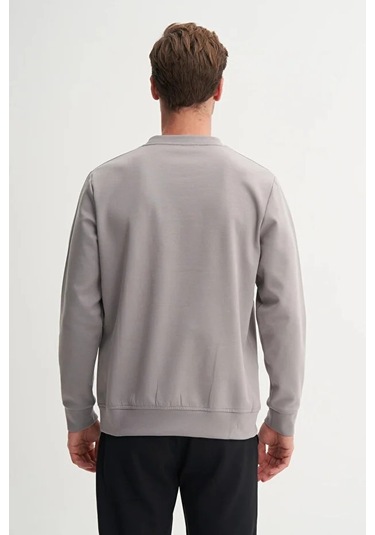 Cazador Dynamic Regular Fit Pamuk Karışımlı Baskılı Scuba Sweatshirt-53290 Gri