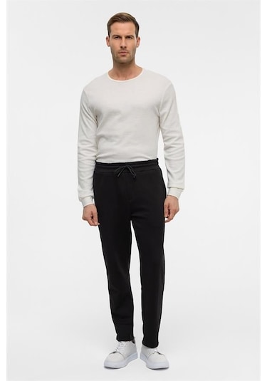 Süvari Siyah Regular Düz Jogger Pantolon Siyah