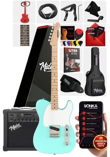 Midex Tlx-50gr-25amp Tele Kasa Maple Klavye 2 Single-coil 25w Amfili Elektro Gitar