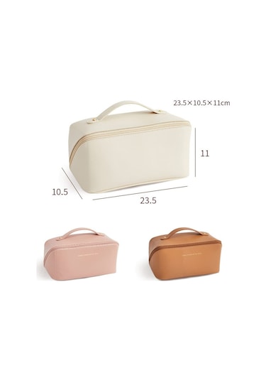 Suofeng Vegan Deri Çift Katlı Bulut Desenli Su Geçirmez Kozmetik Çantası, Geniş Açılışlı Kaliteli Fermuar İle Seyahat Ve Ev Kullanıma Uygun Büyük Kapasiteli Organizer Beyaz