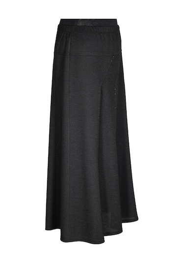 Hesna Kadın Seher Kışlık Büyük Beden Taşlı Astarsız Latikli Siyah Etek Siyah