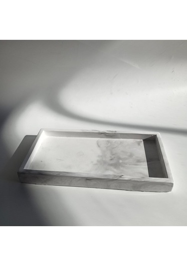 Mermer Görünümlü Dikdörtgen Tepsi & Düzenleyici 15x30cm