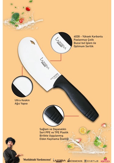 Eco Serisi Mutfak Bıçak Seti Et Ekmek Sebze Salata Pizza 7li Set Siyah