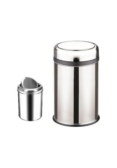 Pratik Kapaklı 32 Lt Çöp Kovası Krom