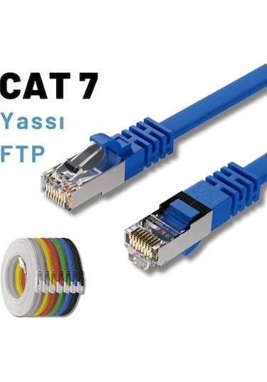 Irenıs 3 Metre Mavi Cat7 Kablo Yassı Ftp Ethernet Network Lan Ağ Kablosu