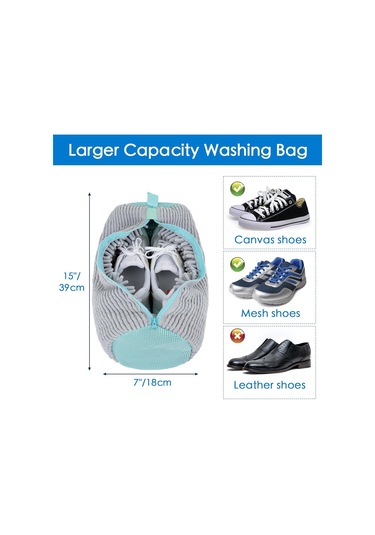 Teltree 2 Adet Gri Ayakkabı Yıkama Çantası - Otomatik Kilitleme Reçine, Dayanıklı Mikrofiber, Yüksek Su Geçirgenliği İle Makine Yıkama Koruması Gri