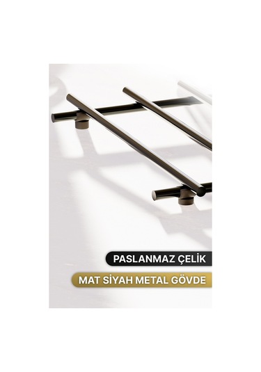 Bino Servis Sunum Seti Havluluk Peçetelik Nihale Paslanmaz Çelik Mat Siyah Metal 3 Lü Mutfak Seti